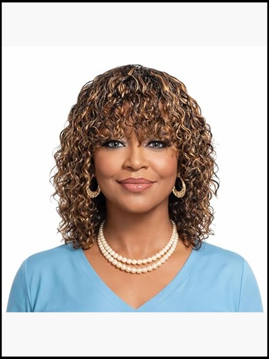 Water Wave Wig with Bangs 100% Brazilian Virgin Human Hair Glueless Machine main image 4
